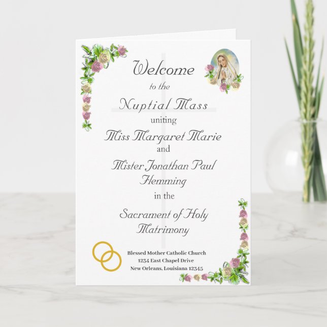 Programa de Casamento Católico Virgin Mary (Frente)
