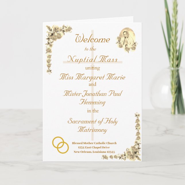Programa de Casamento Católico Virgin Mary (Frente)