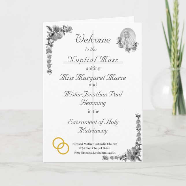 Programa de Casamento Católico Virgin Mary (Frente)