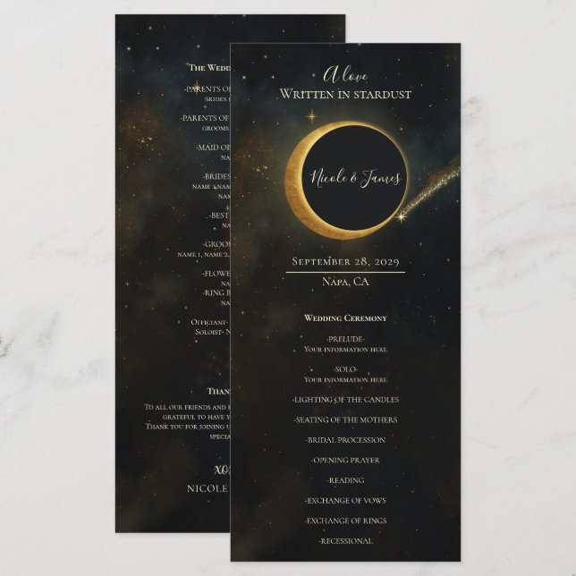 Programa de Casamento Celestial Eclipse Poeira Est (Frente/Verso)
