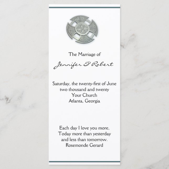 Programa de Casamento Céltico em Prata e Branca (Frente)