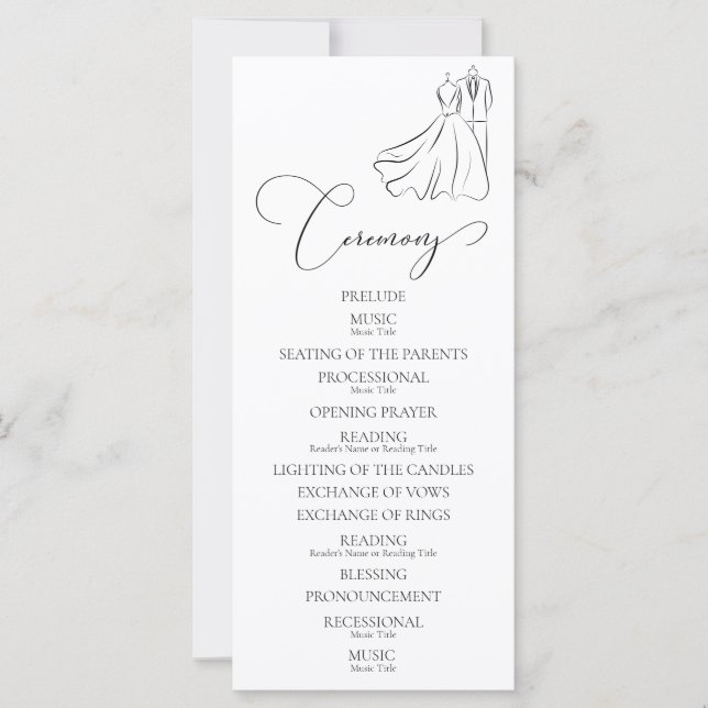 Programa de Casamento Cerimônia Preto e Branco Min (Frente)
