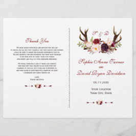 Programa de Casamento Chic Burgundy Blush Floral A
