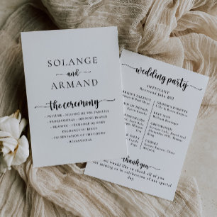 Programa de Casamento Clássico de Caligrafia Elega