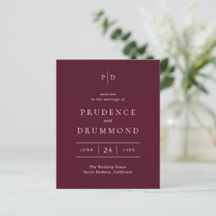 Programa de Casamento Clássico Elegante Burgundy P