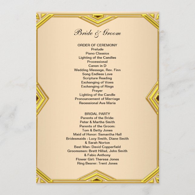 Programa de Casamento Clássico Formal (Frente)