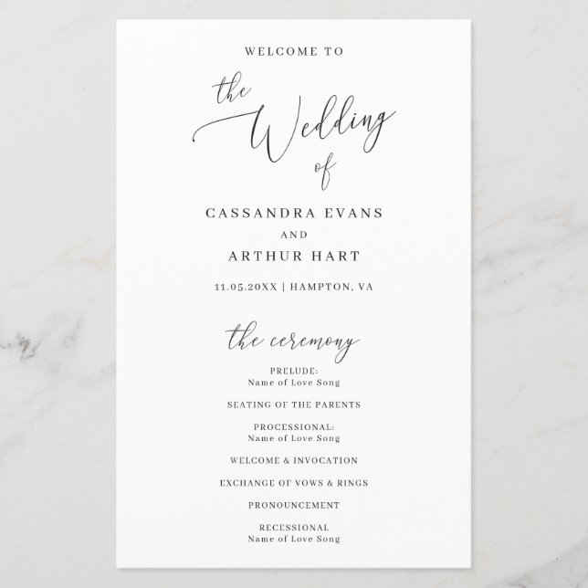 Programa de Casamento Clássico Formal Elegante Sim (Frente)