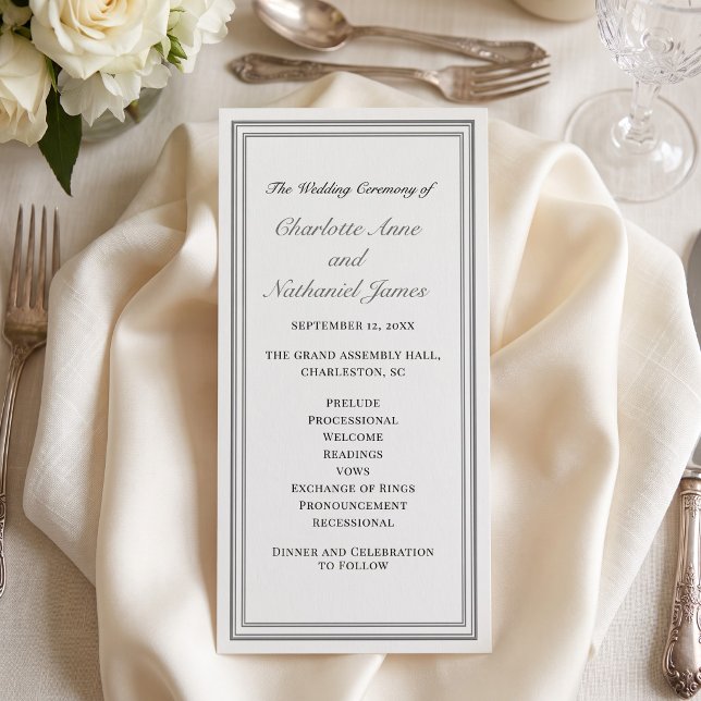 Programa de Casamento Clássico Formal em Creme (Classic Formal Ecru Frame Wedding Prorgram)