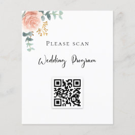 Programa de casamento Código QR blush floral eucal