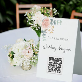 Programa de casamento Código QR blush floral eucal