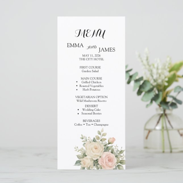 Programa de Casamento com Aquarela Elegante de Euc (Em pé/Frente)