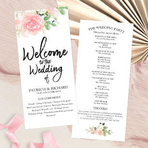 Programa de Casamento com Aquarela Floral de Rosas