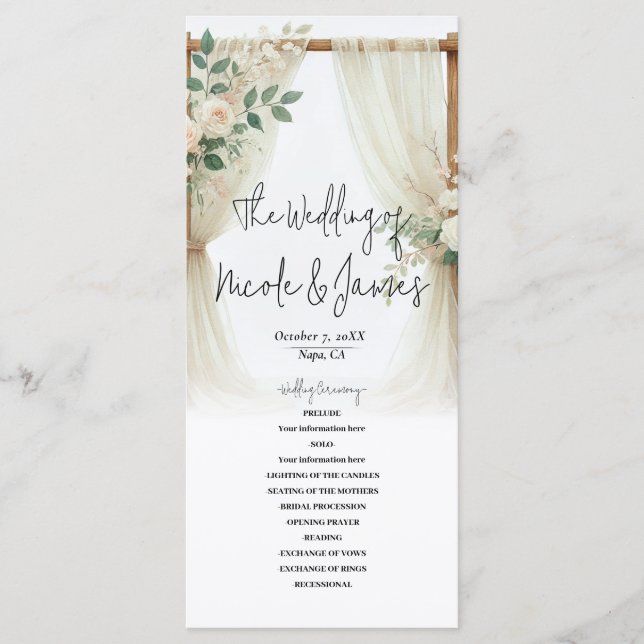 Programa de Casamento com Arco de Madeira Floral c (Frente)