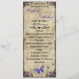 Programa de Casamento com Borboletas Roxas Duplas