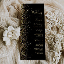 Programa de Casamento com Borda de Brilho Dourado
