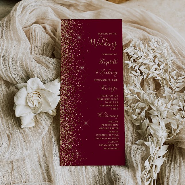 Programa de Casamento com Borda de Glitter Dourado (Criador carregado)