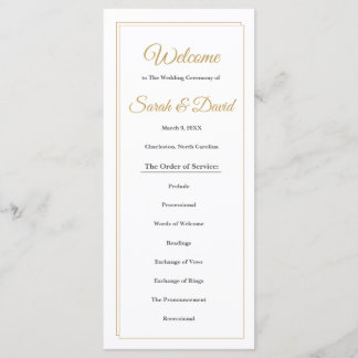 Programa de Casamento com Borda Dourada Minimalist