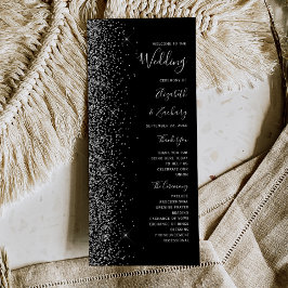 Programa de Casamento com Brilho Preto Prata Moder