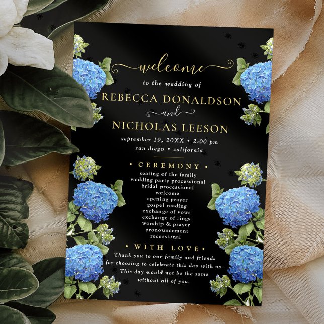 Programa de Casamento com Caligrafia de Flores Pre (Criador carregado)