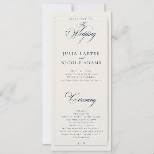 Programa de Casamento com Caligrafia em Marfim e A