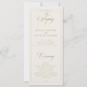 Programa de Casamento com Caligrafia em Marfim Ver