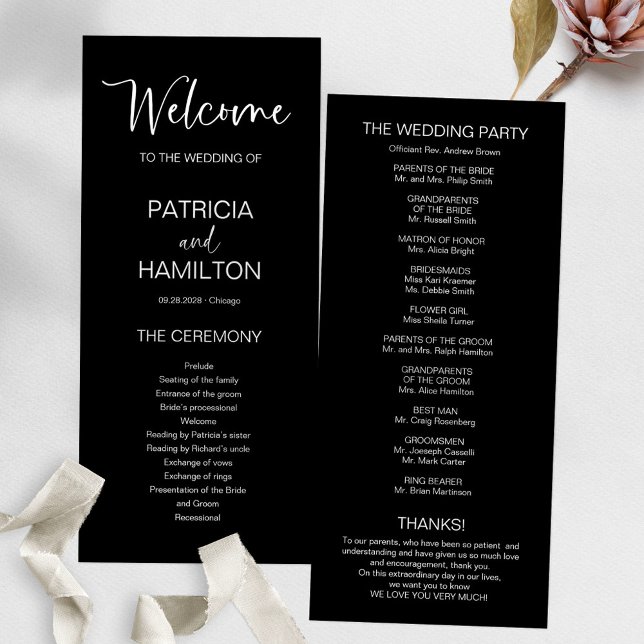 Programa de Casamento com Caligrafia Moderna Simpl (Criador carregado)