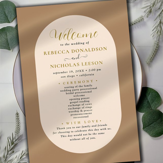 Programa de Casamento com Caligrafia Rústica (Criador carregado)