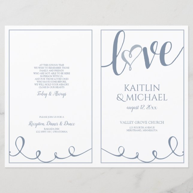 Programa de Casamento com Coração e Roteiro de Amo (Frente)
