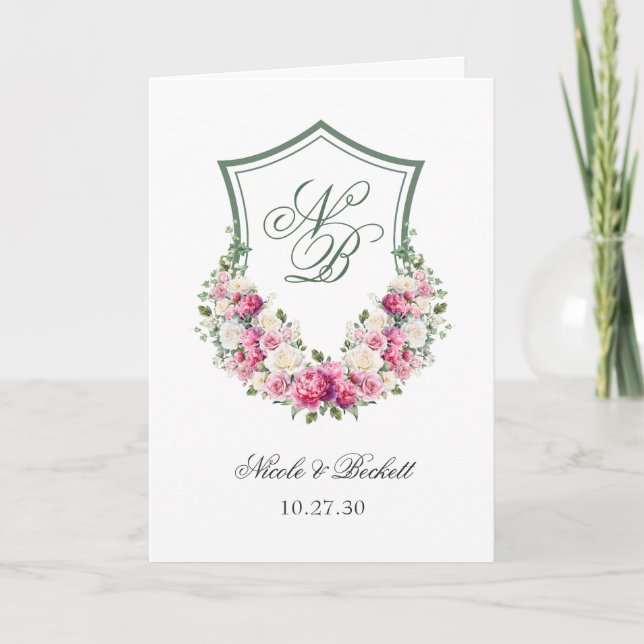 Programa de Casamento com Crista Floral Rosa (Frente)