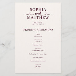 Programa de Casamento com Elegante Caligrafia e Co