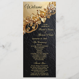 Programa de Casamento com Enfeites Florais Dourado