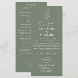 Programa de Casamento com Flor de Hera Verde Sage