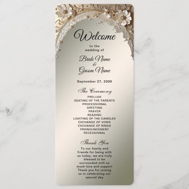 Programa de Casamento com Flores Brancas Modernas  (Frente)