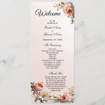 Programa de Casamento com Flores Decorativas Rosa 