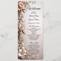 Programa de Casamento com Flores Rosa Suave e Bran