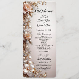 Programa de Casamento com Flores Rosa Suave e Bran