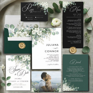 Programa de Casamento com Folhagem Esmeralda Moder