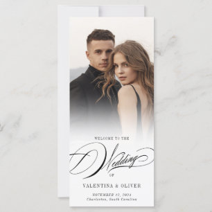 Programa de Casamento com Foto e Caligrafia Elegan