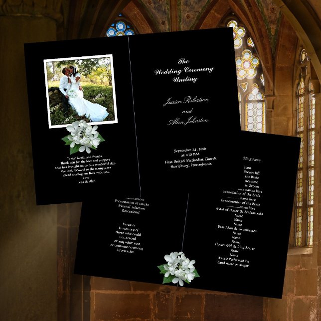 Programa de Casamento com Foto Preto e Branco Dobr (Criador carregado)