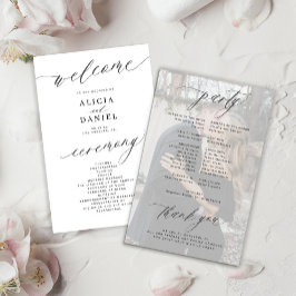 Programa de casamento com foto preto e branco eleg