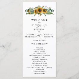 Programa de Casamento com Girassóis Rústicos