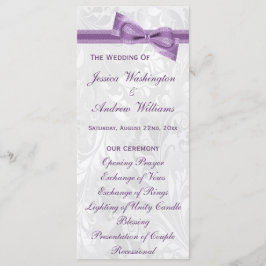 Programa de Casamento com Laço Falso Roxo e Damask