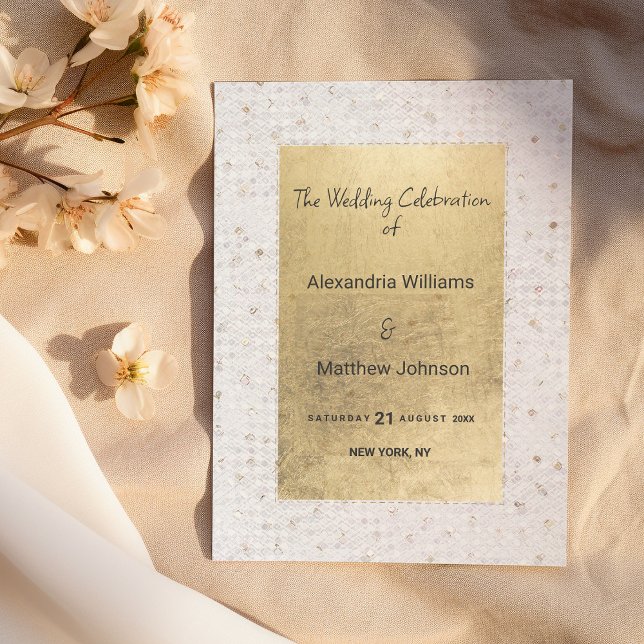 Programa de Casamento com Lantejoulas Chic de Ouro (Luxury white gold chic sequins Wedding Program )