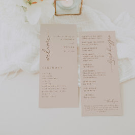 Programa de Casamento com Letra Moderna Bege