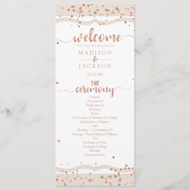 Programa de Casamento com Listras de Areia e Confe (Frente)