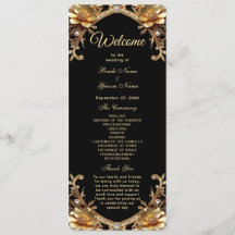 Programa de Casamento com Moldura de Ouro Elegante