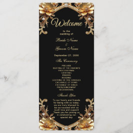 Programa de Casamento com Moldura de Ouro Elegante