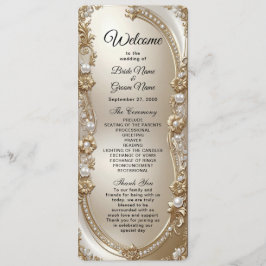 Programa de Casamento com Moldura Dourada Ornament