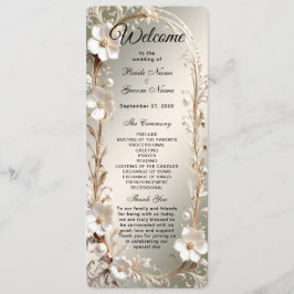 Programa de Casamento com Moldura Floral Branca Or