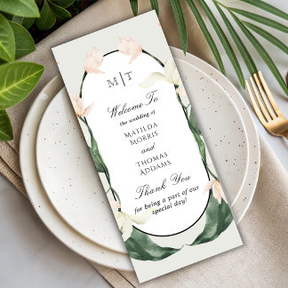 Programa de Casamento com Monograma de Tulipas Bot